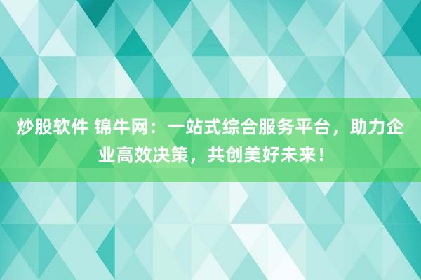 炒股软件 锦牛网：一站式综合服务平台，助力企业高效决策，共创美好未来！