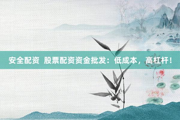 安全配资  股票配资资金批发：低成本，高杠杆！
