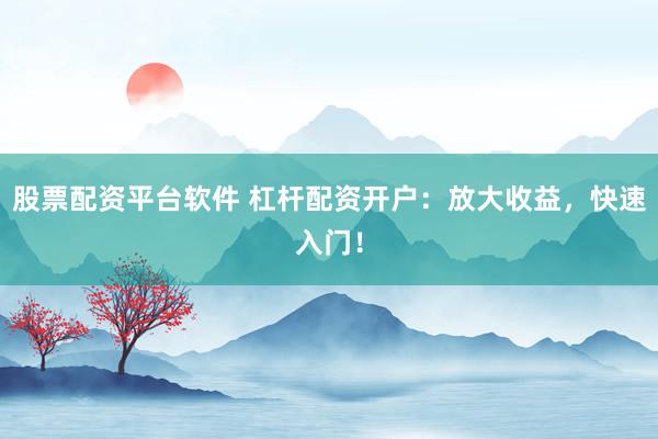 股票配资平台软件 杠杆配资开户：放大收益，快速入门！