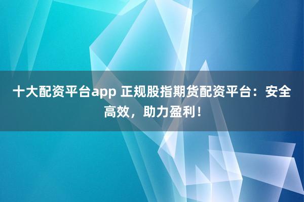 十大配资平台app 正规股指期货配资平台:安全高效,助力盈利!