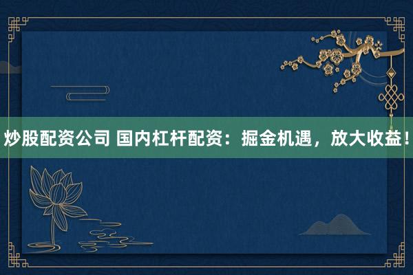炒股配资公司 国内杠杆配资：掘金机遇，放大收益！