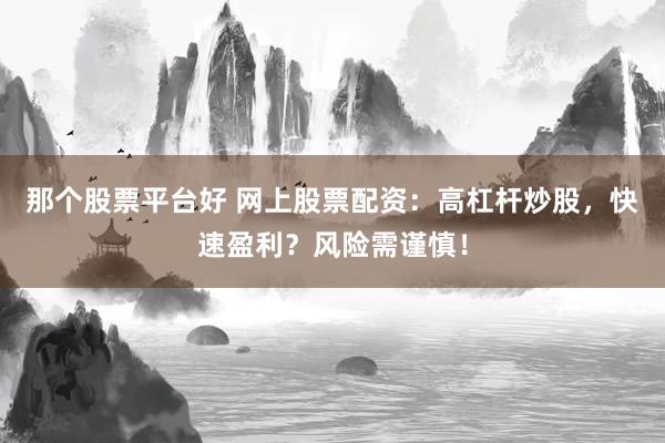 那个股票平台好 网上股票配资：高杠杆炒股，快速盈利？风险需谨慎！