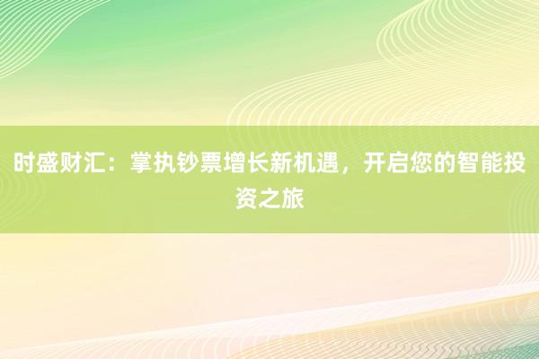 时盛财汇:掌执钞票增长新机遇,开启您的智能投资之旅