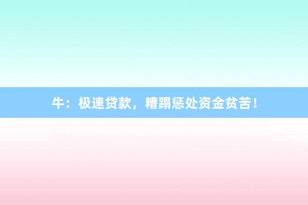 牛:极速贷款,糟蹋惩处资金贫苦!